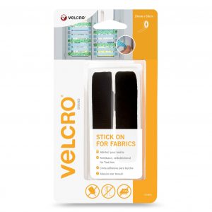 Banda cu puf si scai adeziv pentru textile VELCRO® Stick On For Fabrics 19 mm x 60 cm, negru